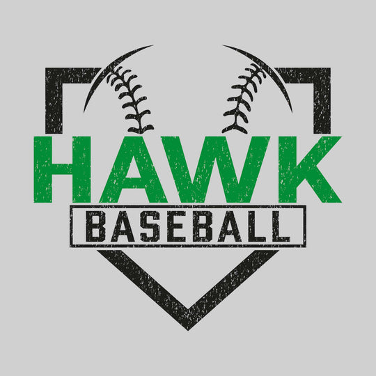 Heritage Hawks - Baseball - Home Plate with Mascot Name - Distressed