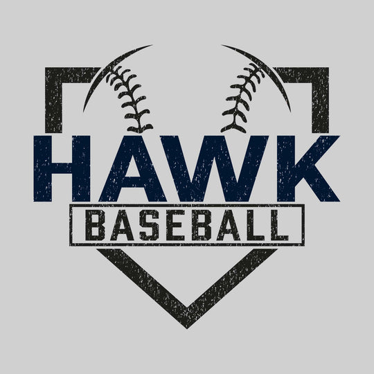 Heritage Hawks - Baseball - Home Plate with Mascot Name - Distressed