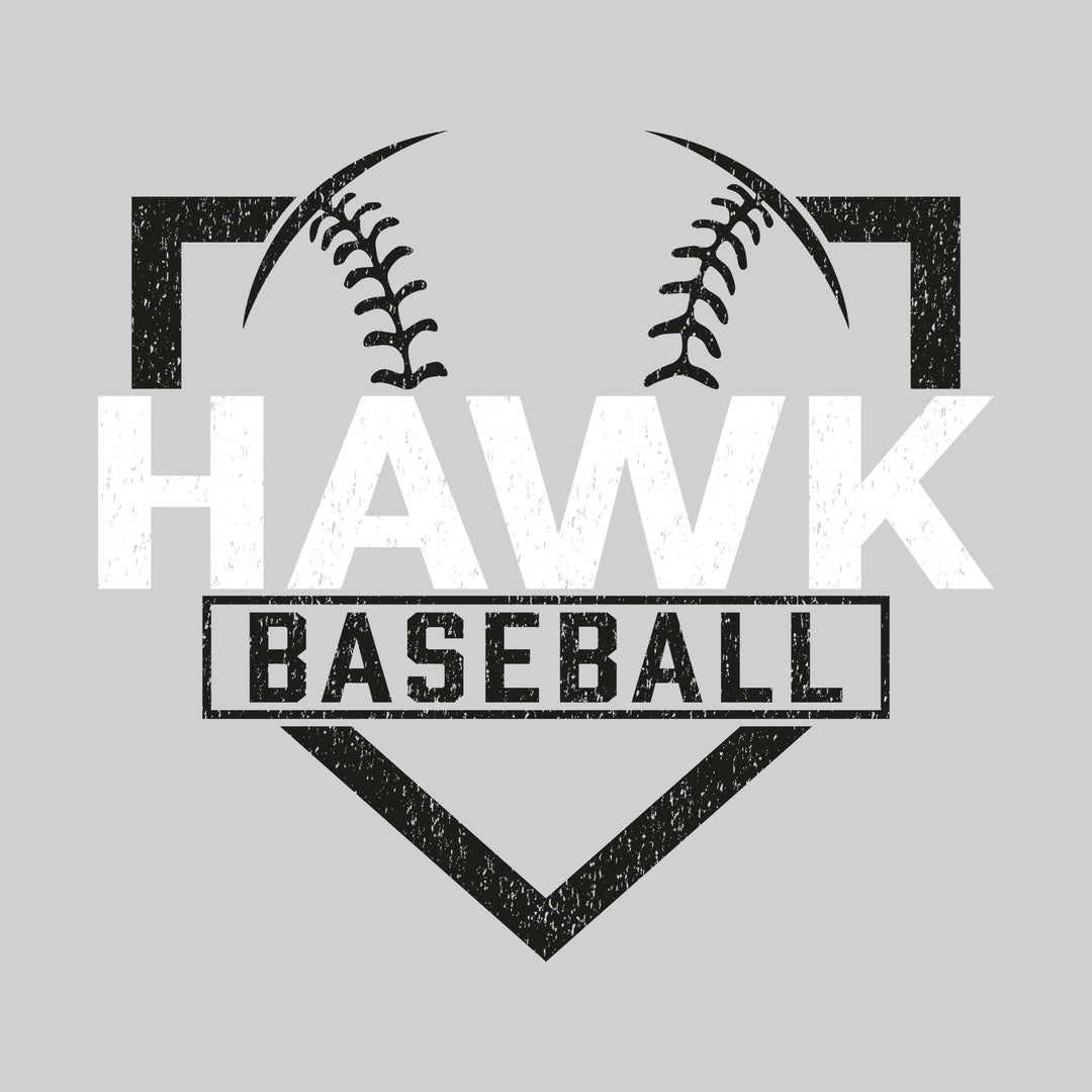 Heritage Hawks - Baseball - Home Plate with Mascot Name - Distressed