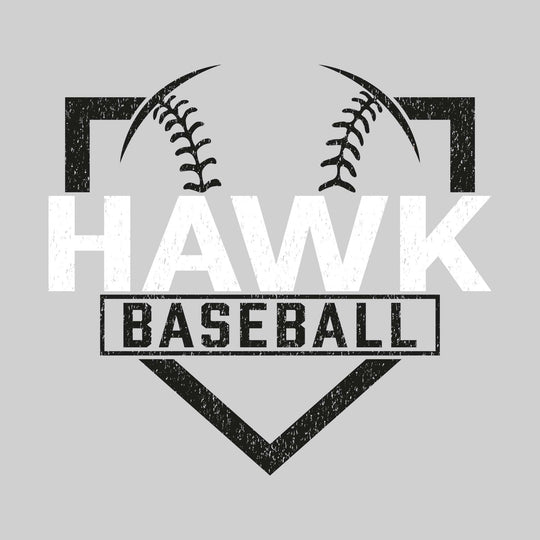 Heritage Hawks - Baseball - Home Plate with Mascot Name - Distressed