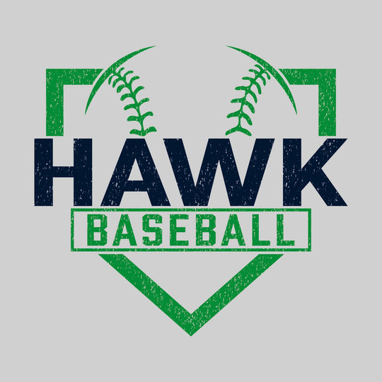 Heritage Hawks - Baseball - Home Plate with Mascot Name - Distressed