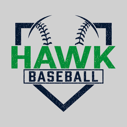 Heritage Hawks - Baseball - Home Plate with Mascot Name - Distressed