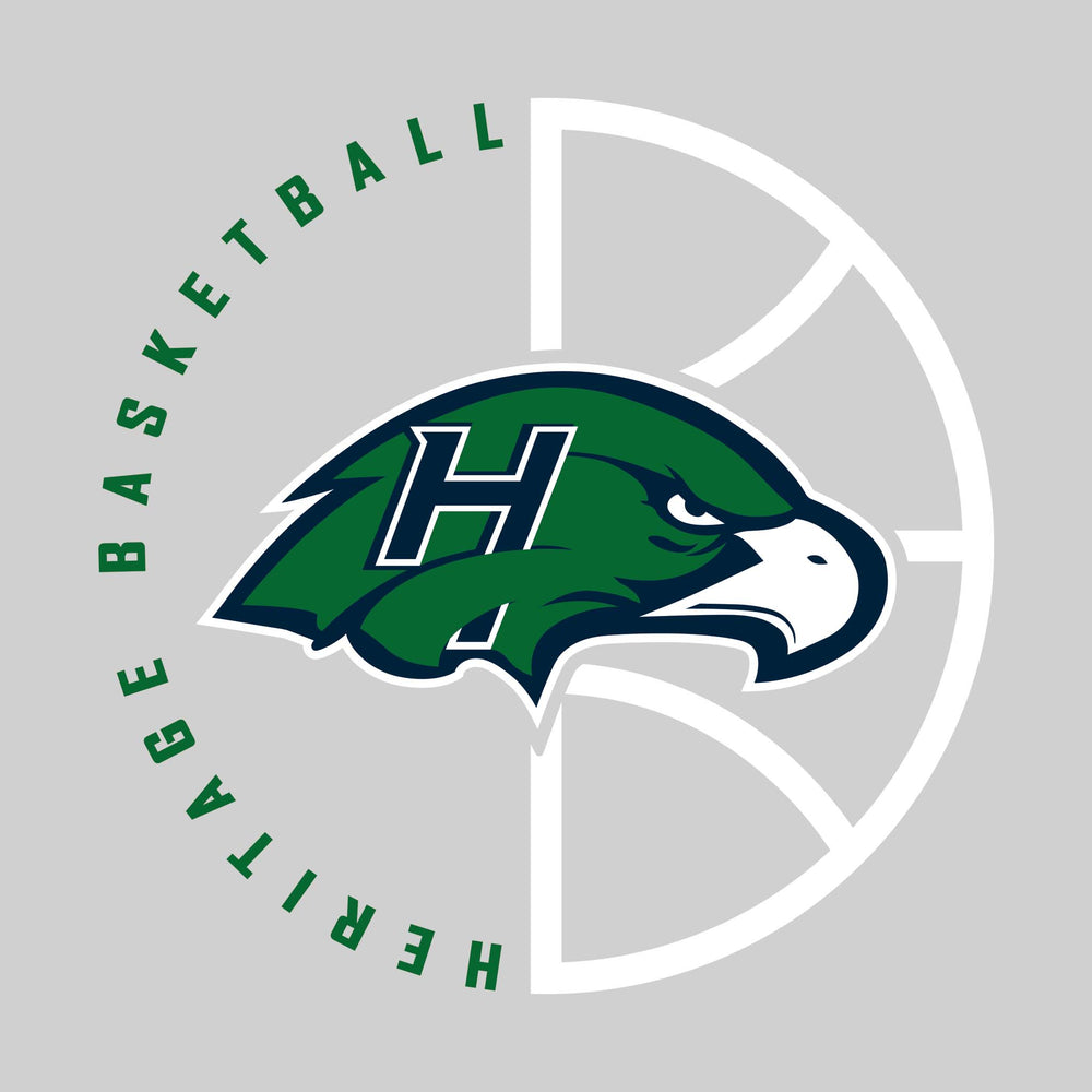 Heritage Hawks - Basketball - Center Mascot with Circle Text & Basketball Grooves