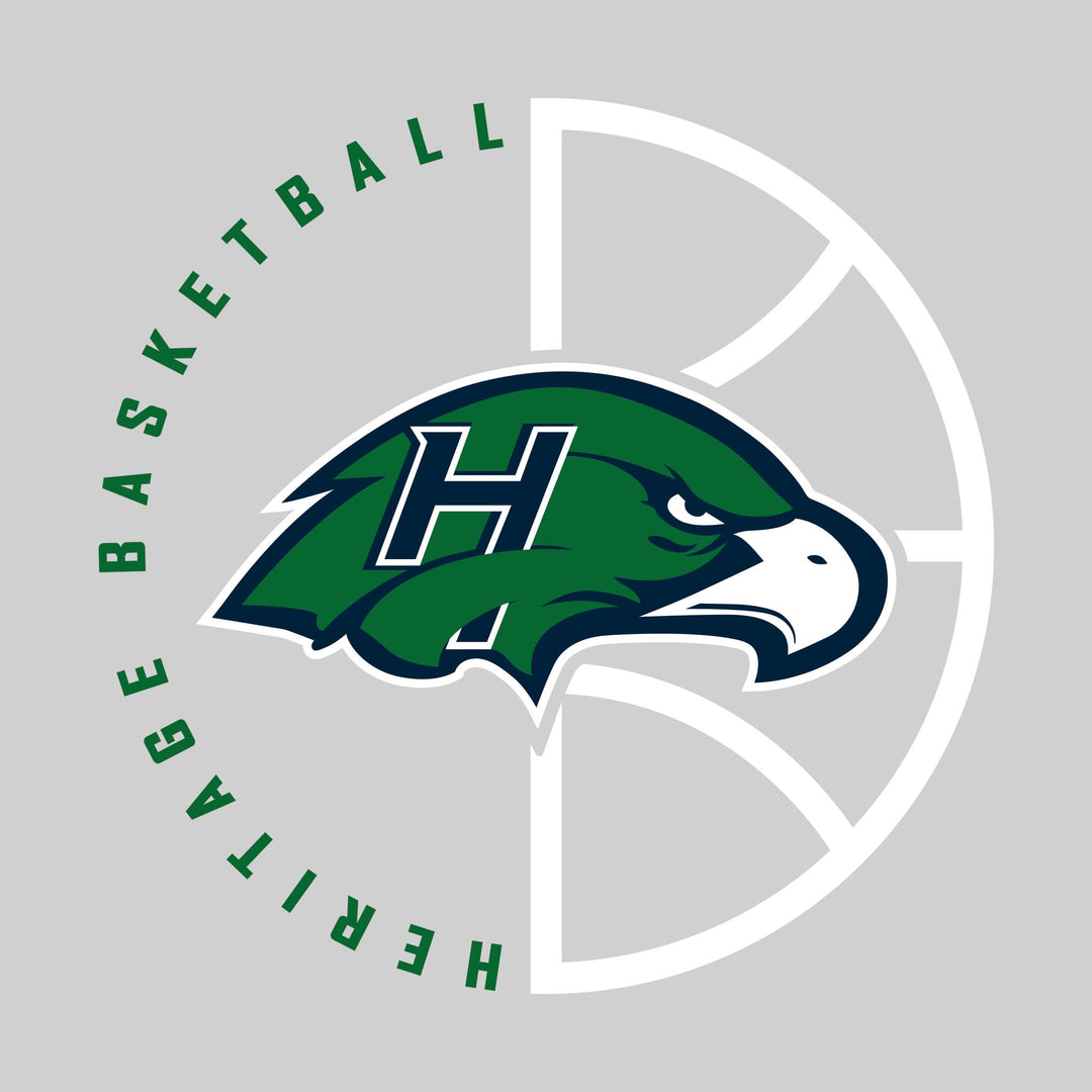 Heritage Hawks - Basketball - Center Mascot with Circle Text & Basketball Grooves