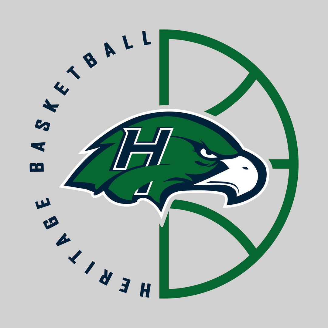 Heritage Hawks - Basketball - Center Mascot with Circle Text & Basketball Grooves