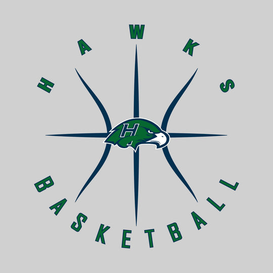 Heritage Hawks - Basketball - Circle Text with Threads