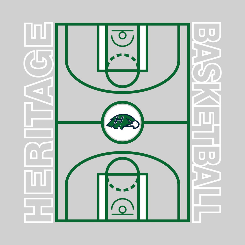 Heritage Hawks - Basketball - Full Court with Sideline Text