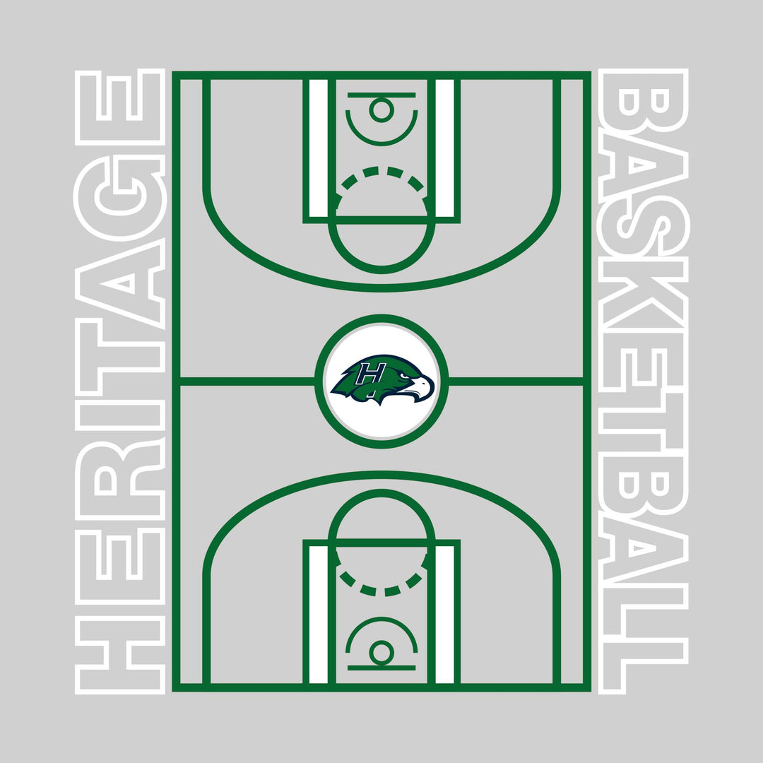 Heritage Hawks - Basketball - Full Court with Sideline Text