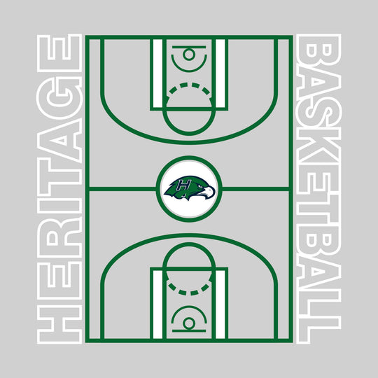 Heritage Hawks - Basketball - Full Court with Sideline Text
