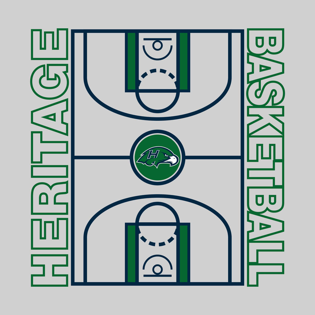 Heritage Hawks - Basketball - Full Court with Sideline Text