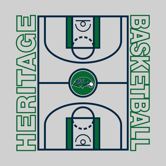 Heritage Hawks - Basketball - Full Court with Sideline Text