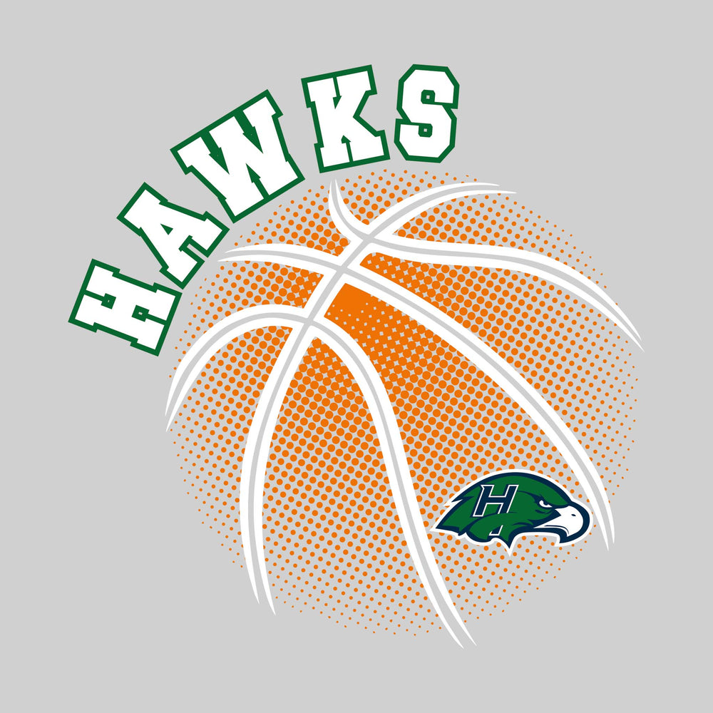 Heritage Hawks - Basketball - Halftone Basketball with Mascot