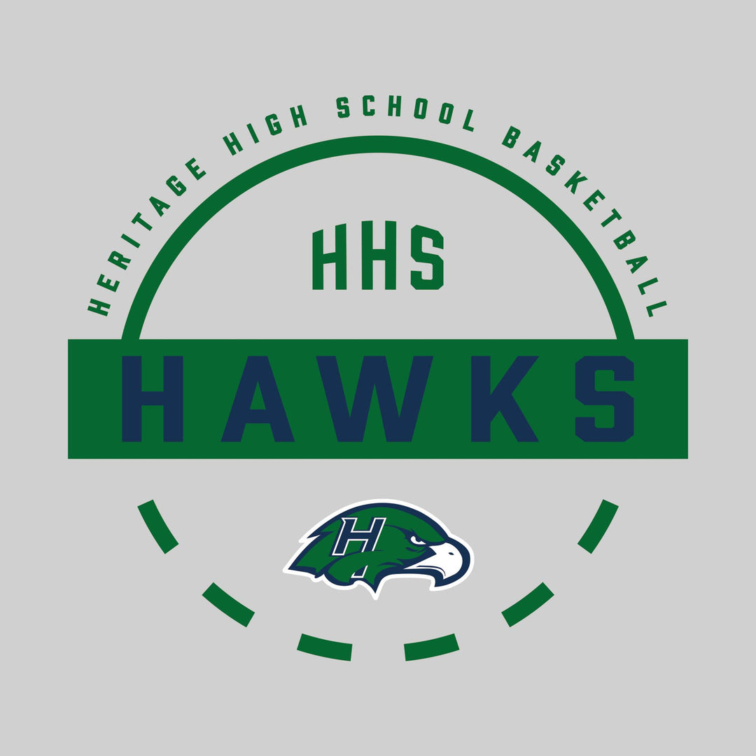 Heritage Hawks - Basketball - Mascot Name with Free Throw Circle
