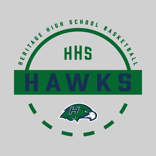 Heritage Hawks - Basketball - Mascot Name with Free Throw Circle
