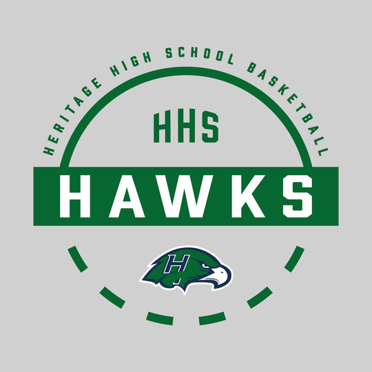 Heritage Hawks - Basketball - Mascot Name with Free Throw Circle