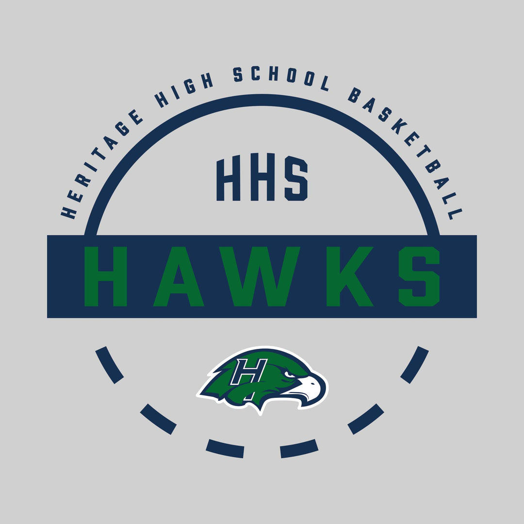 Heritage Hawks - Basketball - Mascot Name with Free Throw Circle