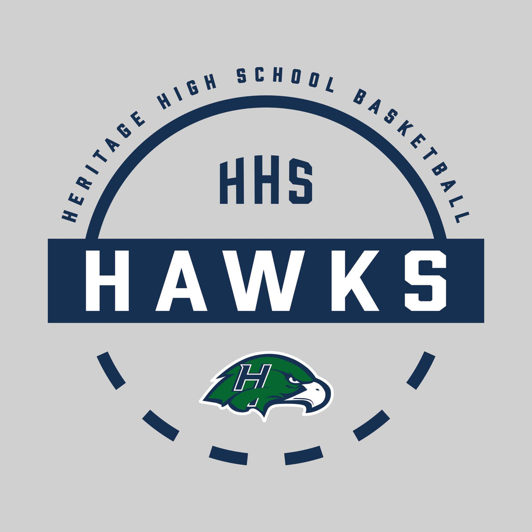 Heritage Hawks - Basketball - Mascot Name with Free Throw Circle
