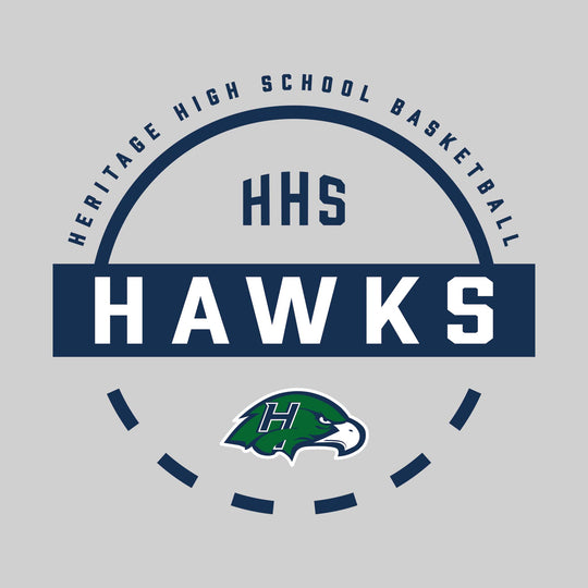 Heritage Hawks - Basketball - Mascot Name with Free Throw Circle
