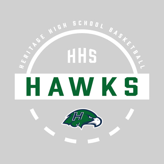 Heritage Hawks - Basketball - Mascot Name with Free Throw Circle