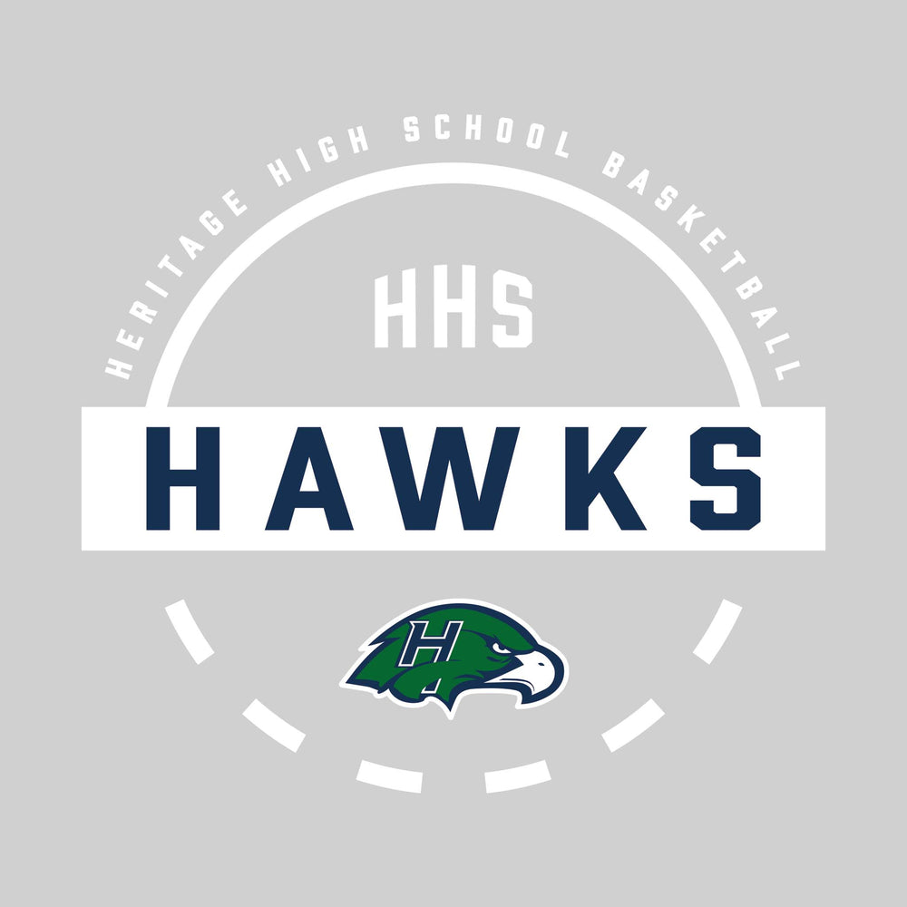 Heritage Hawks - Basketball - Mascot Name with Free Throw Circle