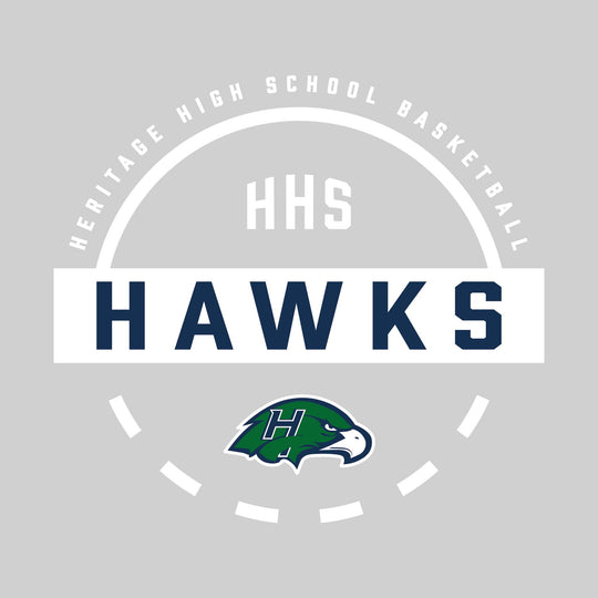 Heritage Hawks - Basketball - Mascot Name with Free Throw Circle