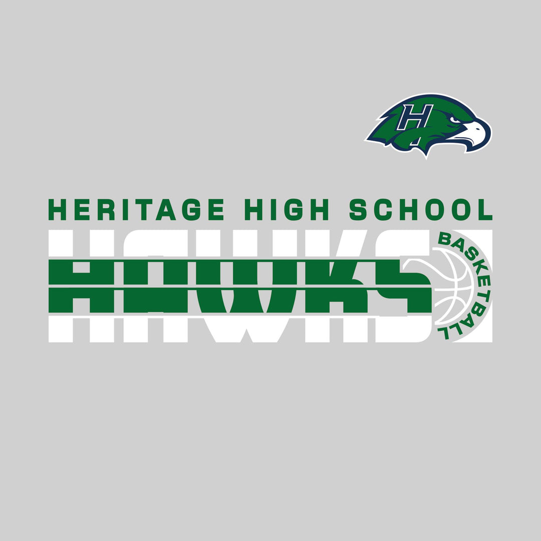 Heritage Hawks - Basketball - Striped Mascot Name with Basketball Grooves