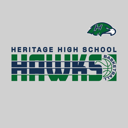 Heritage Hawks - Basketball - Striped Mascot Name with Basketball Grooves