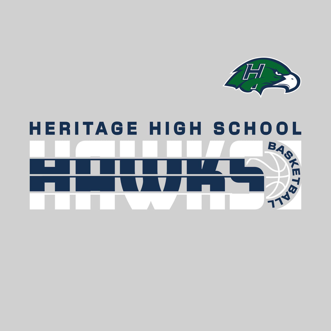 Heritage Hawks - Basketball - Striped Mascot Name with Basketball Grooves