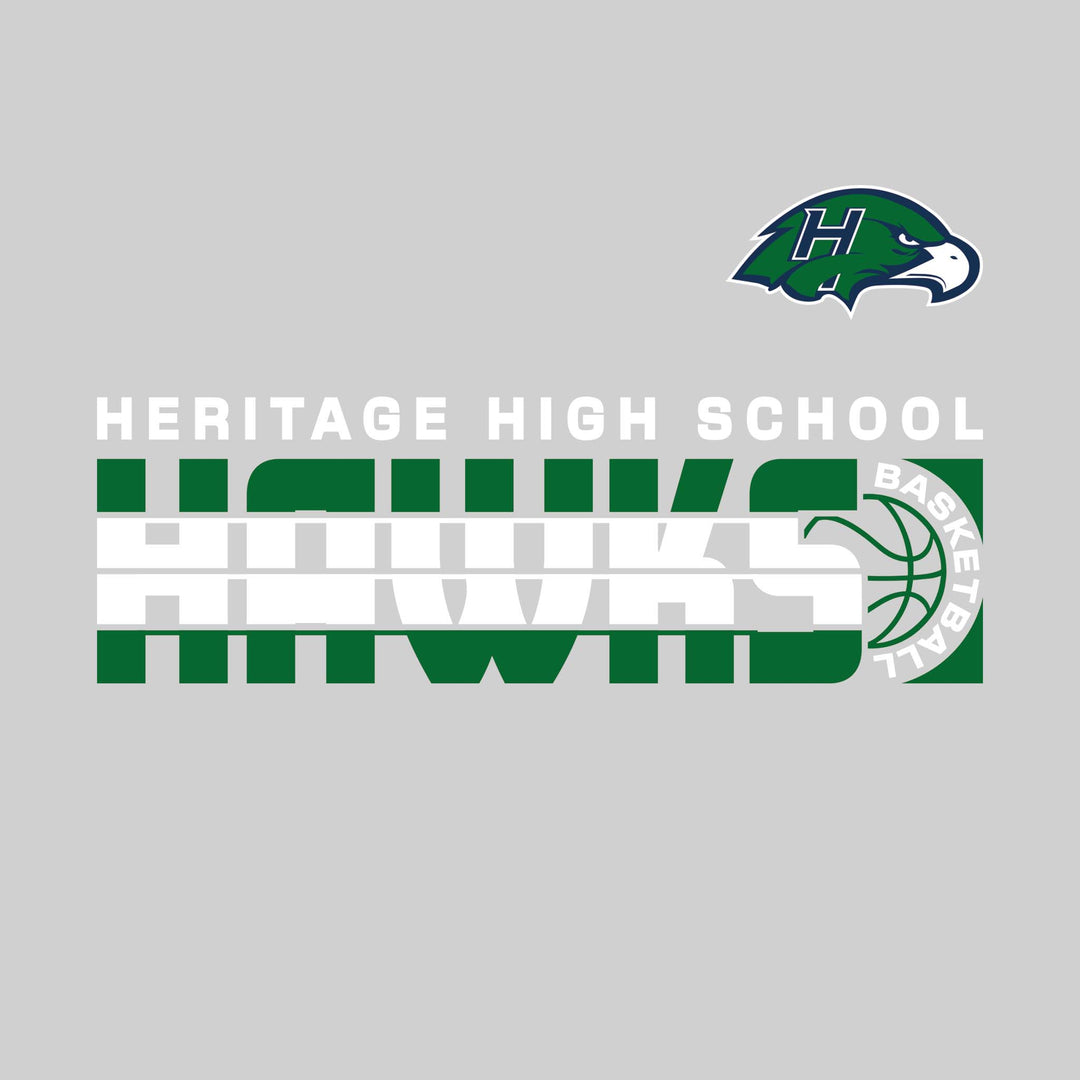 Heritage Hawks - Basketball - Striped Mascot Name with Basketball Grooves