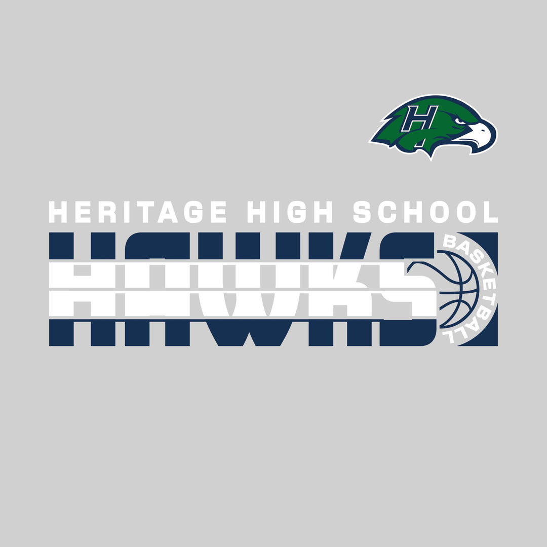 Heritage Hawks - Basketball - Striped Mascot Name with Basketball Grooves