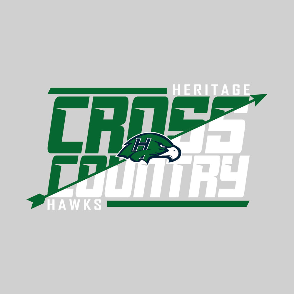 Heritage Hawks - Cross Country - Split-Color School Name with Arrow & Mascot