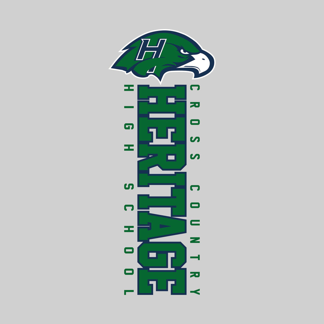 Heritage Hawks - Cross Country - Vertical School Name with Upper Mascot