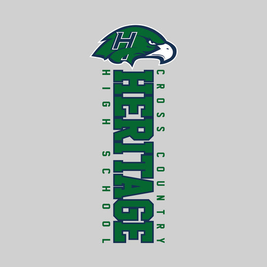 Heritage Hawks - Cross Country - Vertical School Name with Upper Mascot