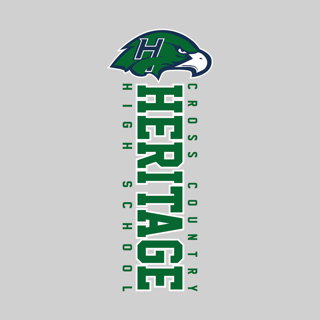 Heritage Hawks - Cross Country - Vertical School Name with Upper Mascot
