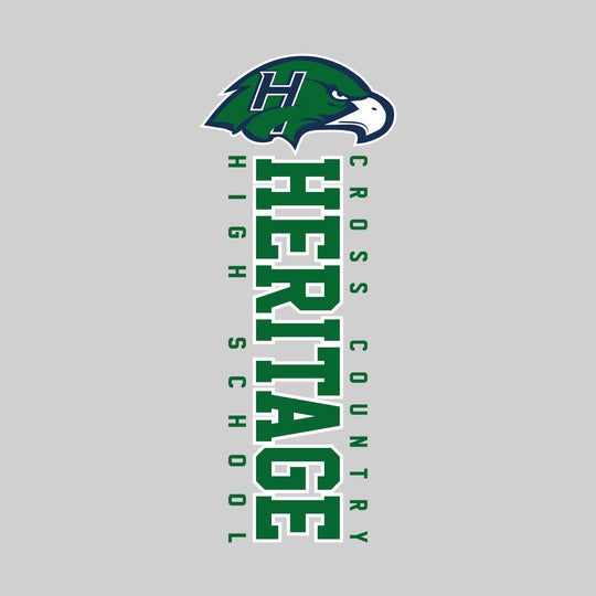Heritage Hawks - Cross Country - Vertical School Name with Upper Mascot