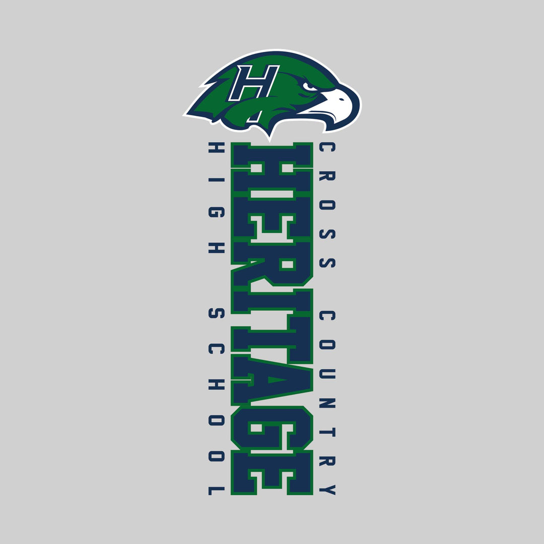 Heritage Hawks - Cross Country - Vertical School Name with Upper Mascot