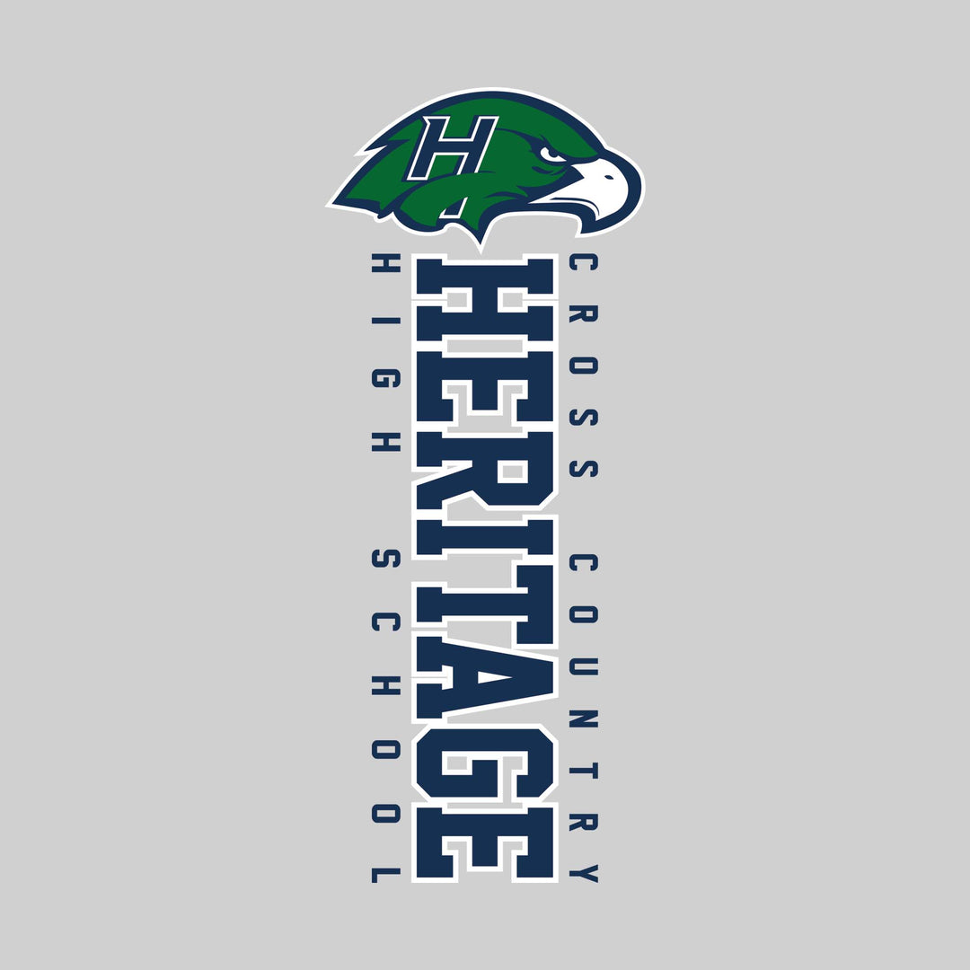 Heritage Hawks - Cross Country - Vertical School Name with Upper Mascot