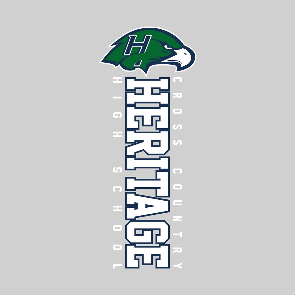 Heritage Hawks - Cross Country - Vertical School Name with Upper Mascot