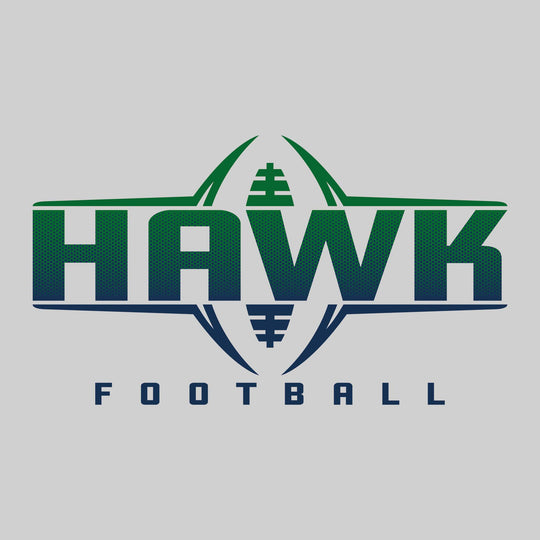 Heritage Hawks - Football - Football Shape Bracketing Mascot Name with Hex Pattern
