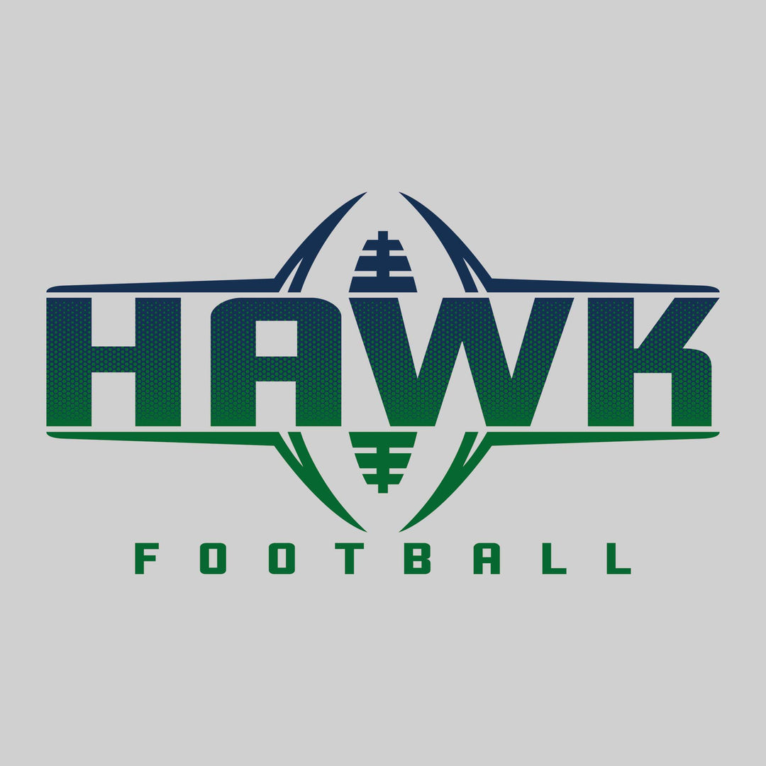 Heritage Hawks - Football - Football Shape Bracketing Mascot Name with Hex Pattern