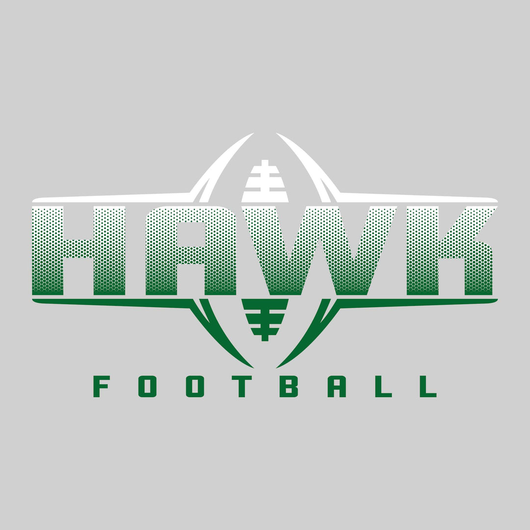 Heritage Hawks - Football - Football Shape Bracketing Mascot Name with Hex Pattern