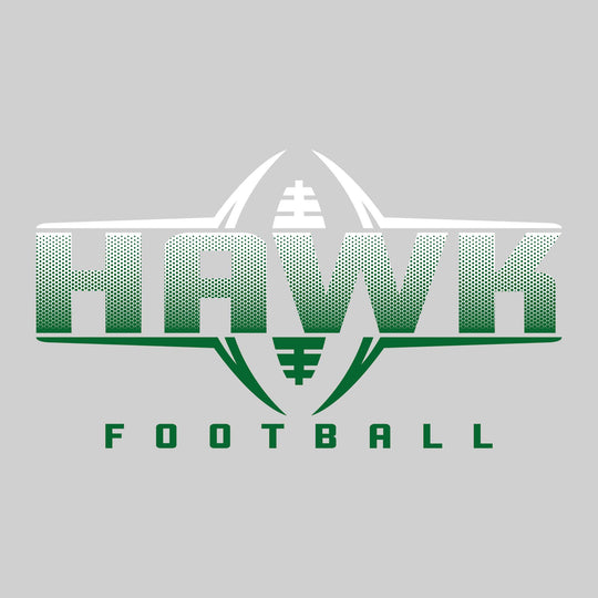 Heritage Hawks - Football - Football Shape Bracketing Mascot Name with Hex Pattern