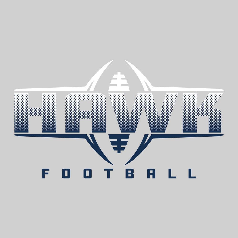Heritage Hawks - Football - Football Shape Bracketing Mascot Name with Hex Pattern
