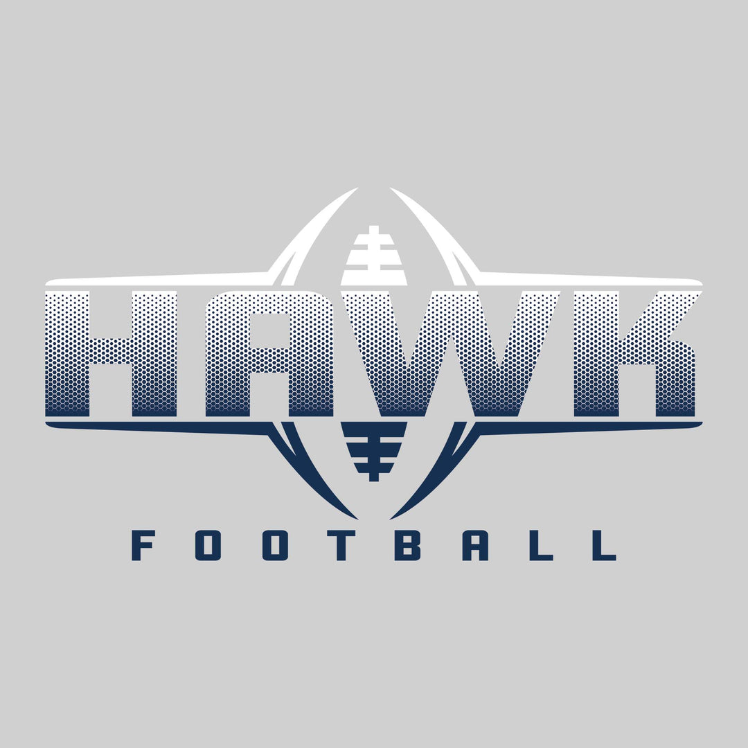 Heritage Hawks - Football - Football Shape Bracketing Mascot Name with Hex Pattern