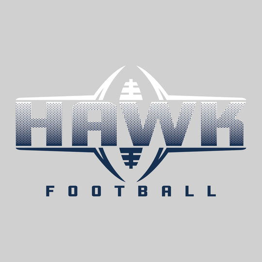Heritage Hawks - Football - Football Shape Bracketing Mascot Name with Hex Pattern