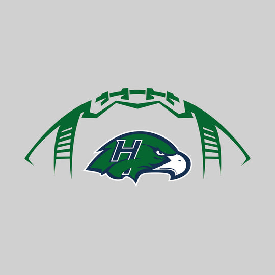 Heritage Hawks - Football - Football Shape Outline with Center Mascot