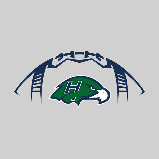 Heritage Hawks - Football - Football Shape Outline with Center Mascot