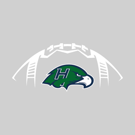 Heritage Hawks - Football - Football Shape Outline with Center Mascot