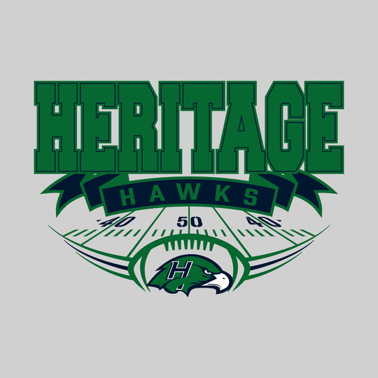 Heritage Hawks - Football - School Name with Banner & Yard Lines