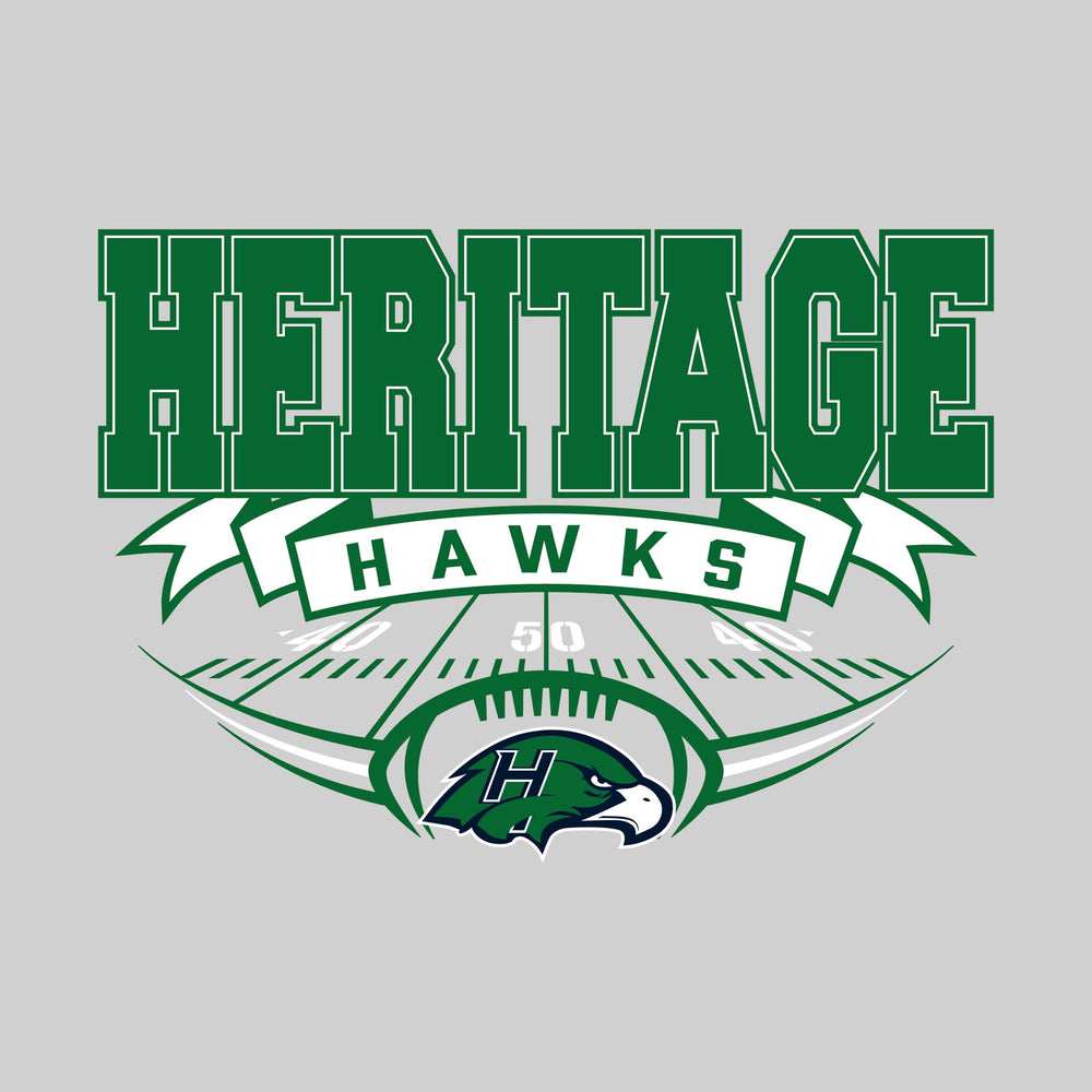 Heritage Hawks - Football - School Name with Banner & Yard Lines